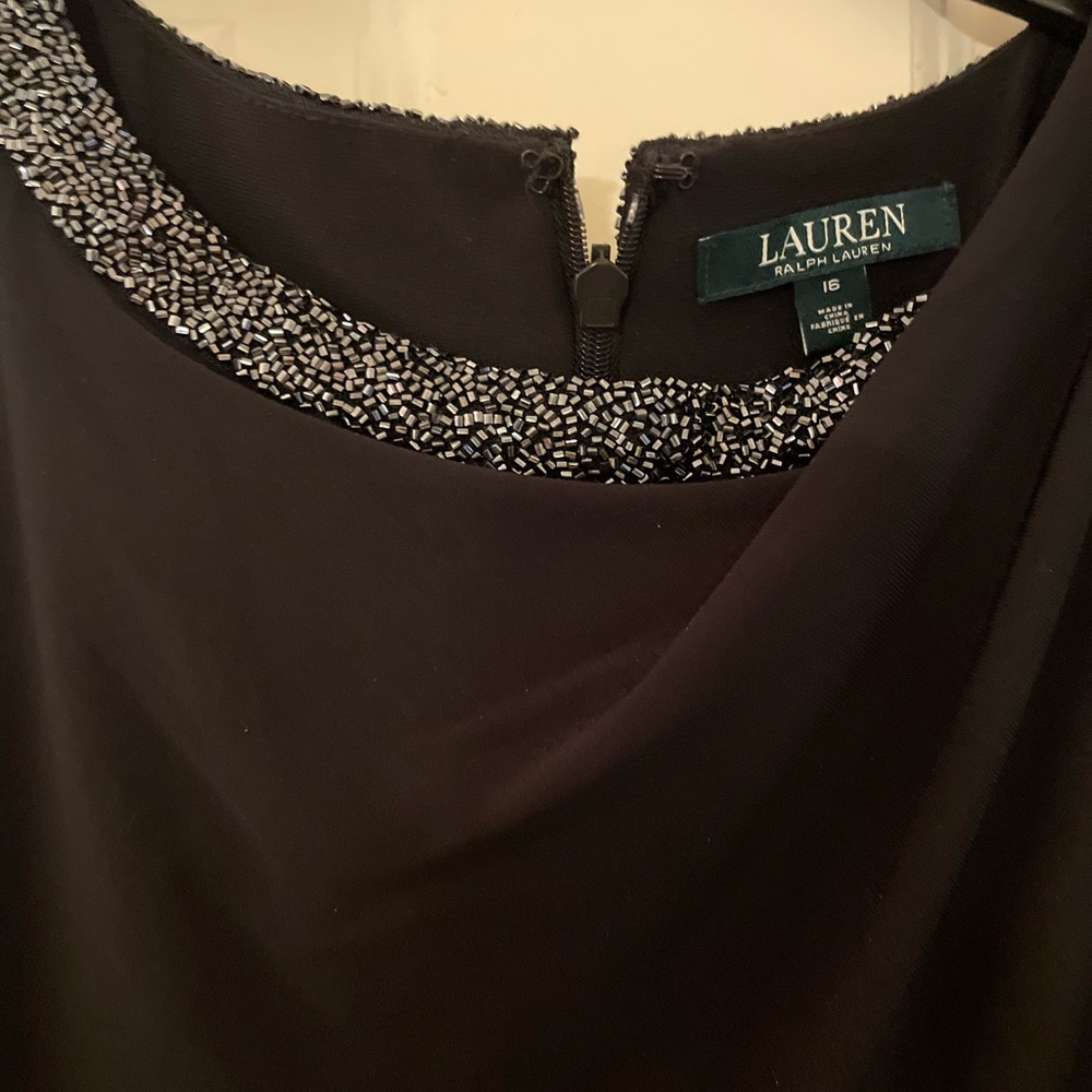 Ralph Lauren Black Dress with Beaded Neckline